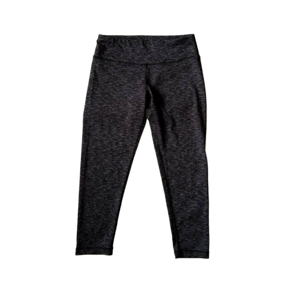 90 Degree by Reflex Charcoal Gray Space Dyed Mid Rise Athletic Capri Leggings
